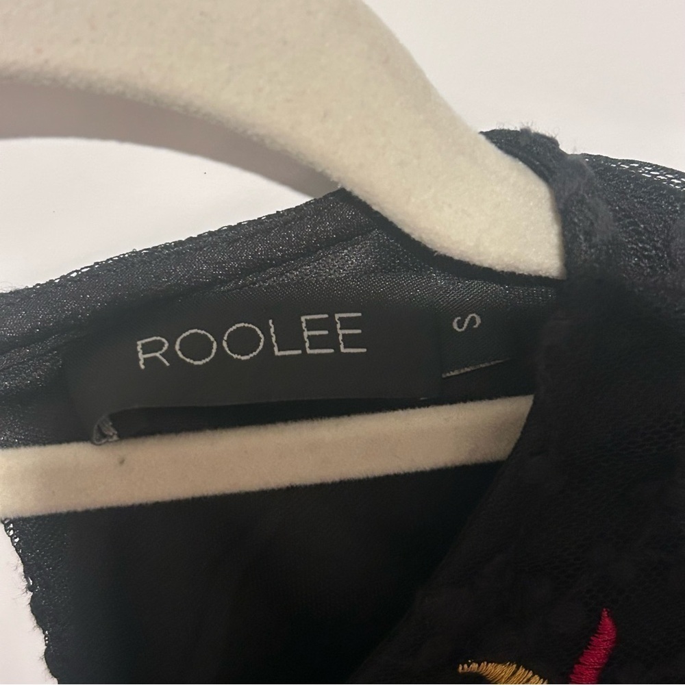 ROOLEE Black Dress with Multicolor Lace/Embroidery Size S - Picture 4 of 6